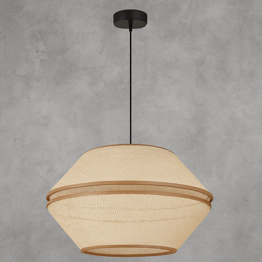 Boho-Hängelampe mit natürlichem Strohhut Ø45cm | Rattan-Optik | 1xE27 | Rustikaler & Warmer Wohnstil
