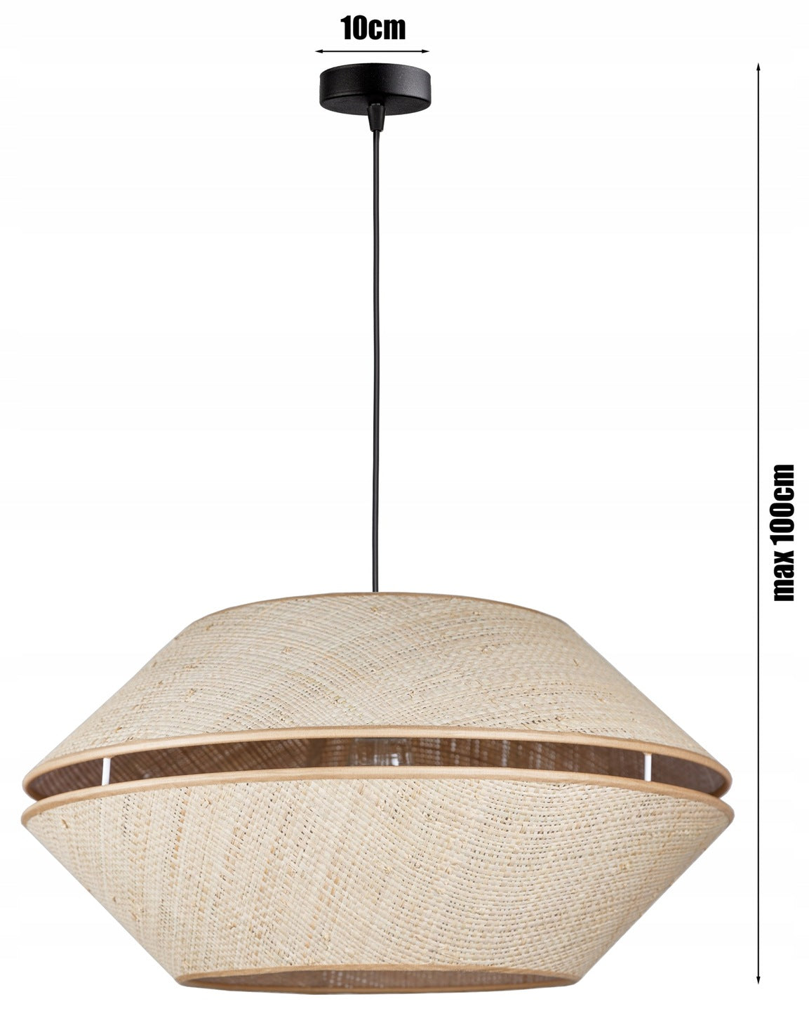 Boho-Hängelampe mit natürlichem Strohhut Ø45cm | Rattan-Optik | 1xE27 | Rustikaler & Warmer Wohnstil