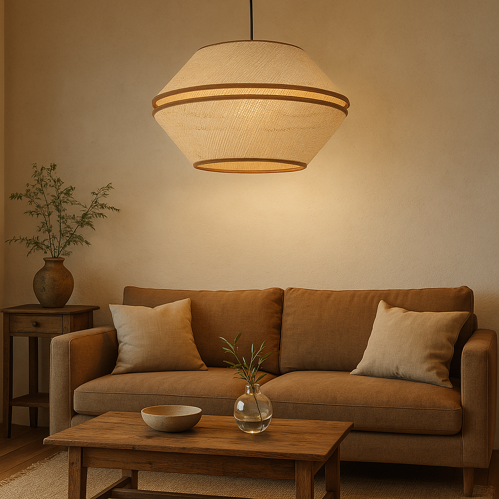 Boho-Hängelampe mit natürlichem Strohhut Ø45cm | Rattan-Optik | 1xE27 | Rustikaler & Warmer Wohnstil