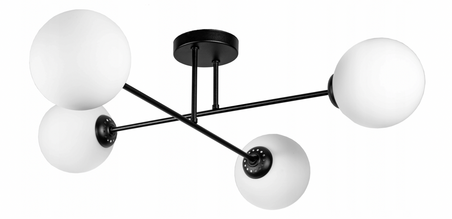 Deckenlampe Schwarz Weiß Kugel 4-Flammig