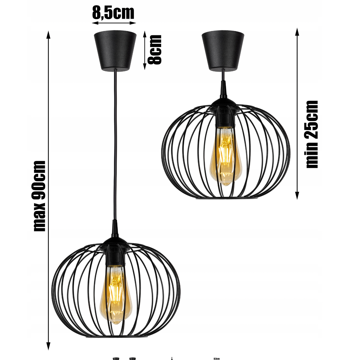 Deckenlampe Schwarz Draht E27 230V