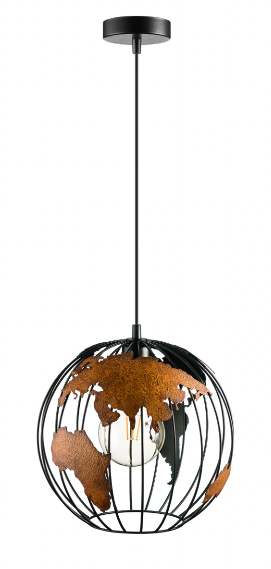 Rost Hängende Weltkugellampe, einstellbare Weltkarte Hängende Lampe Licht für Küche, Esszimmer, Wohnzimmer, Flur, Dekorative Nachtlampe