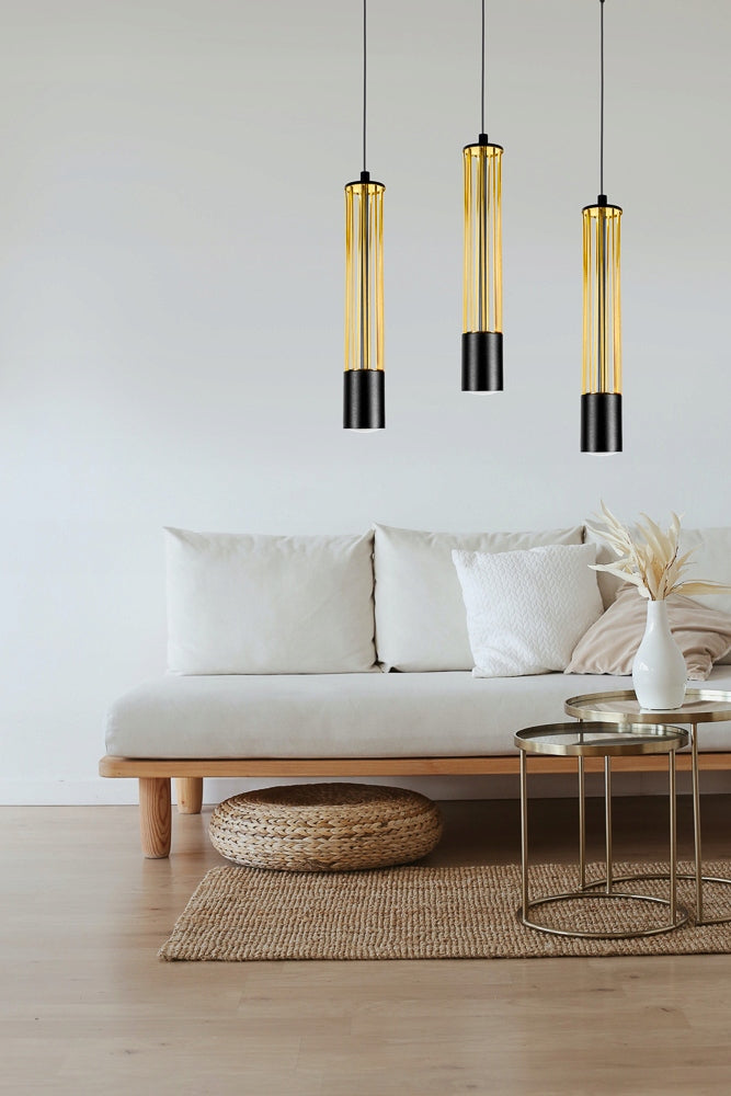Pendelleuchte Hägenlampe Gold / Schwarz Draht-Lampe GU10 -2089-