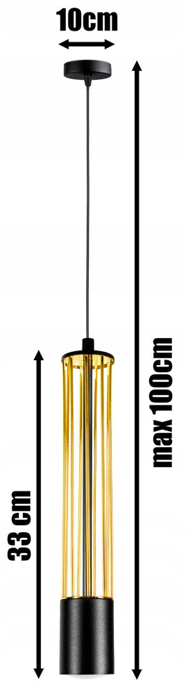 Pendelleuchte Hägenlampe Gold / Schwarz Draht-Lampe GU10 -2089-