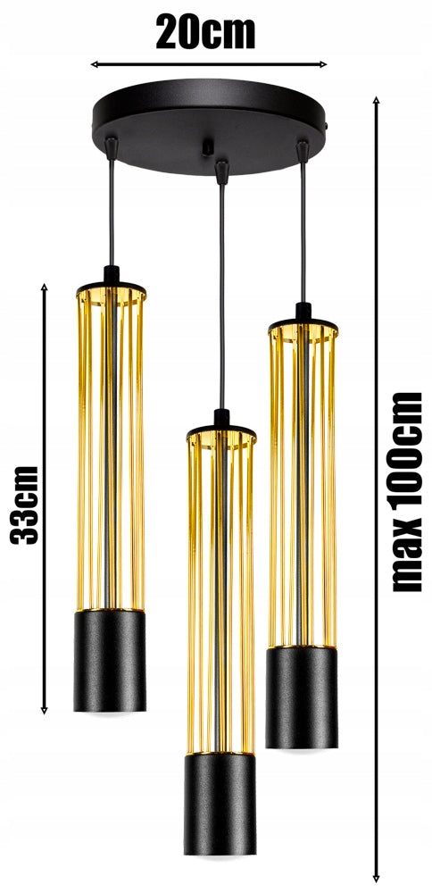Pendelleuchte Hägenlampe Gold / Schwarz Draht-Lampe GU10 -2089-