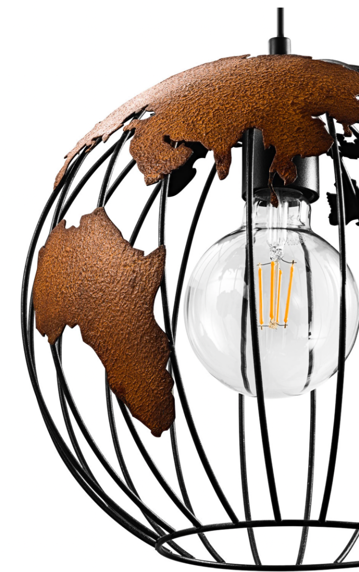 Rost Hängende Weltkugellampe, einstellbare Weltkarte Hängende Lampe Licht für Küche, Esszimmer, Wohnzimmer, Flur, Dekorative Nachtlampe