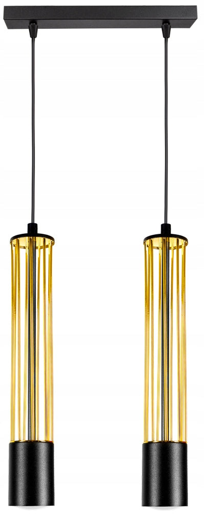Pendelleuchte Hägenlampe Gold / Schwarz Draht-Lampe GU10 -2089-