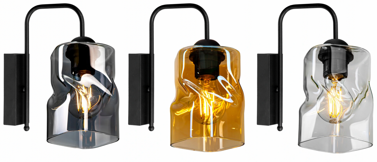 Wandleuchte Schwarz - Graphit / Transparent / Honig