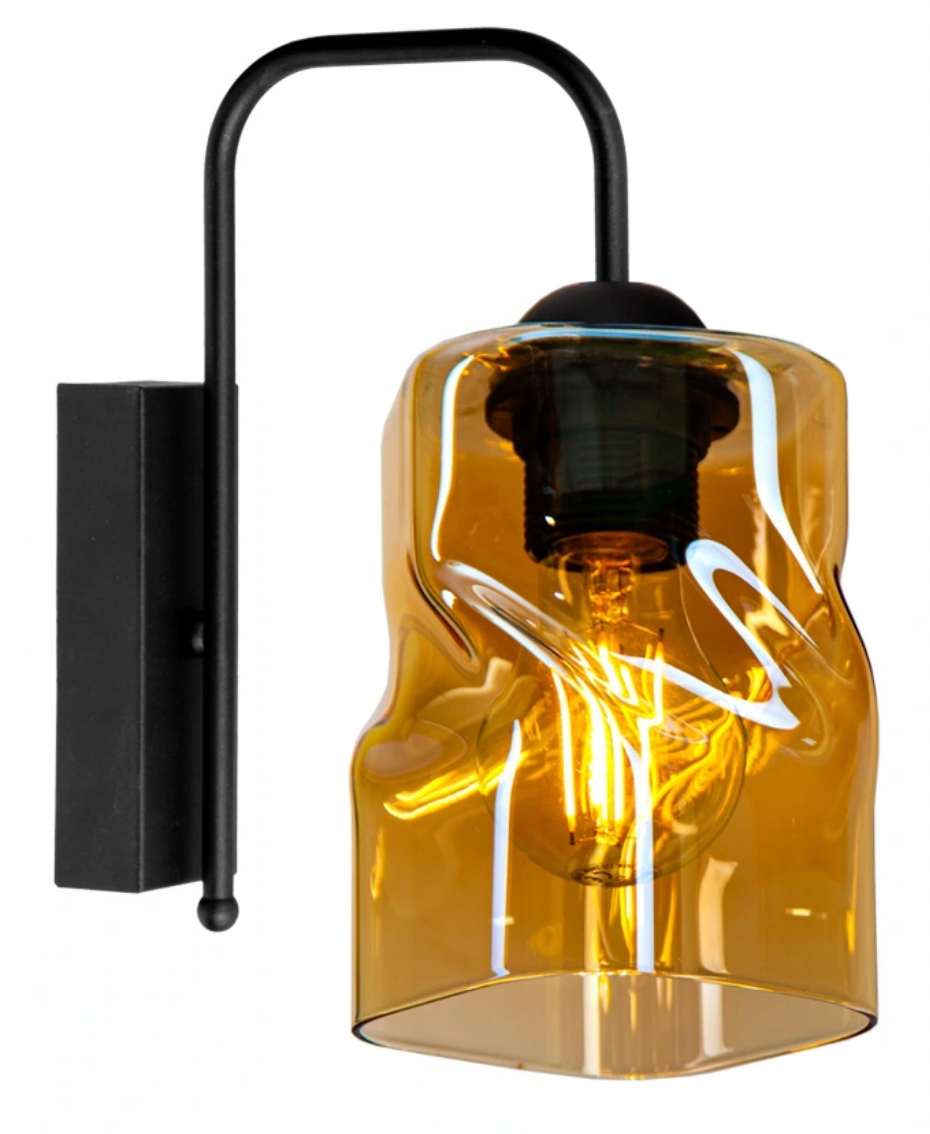 Wandleuchte Schwarz - Graphit / Transparent / Honig