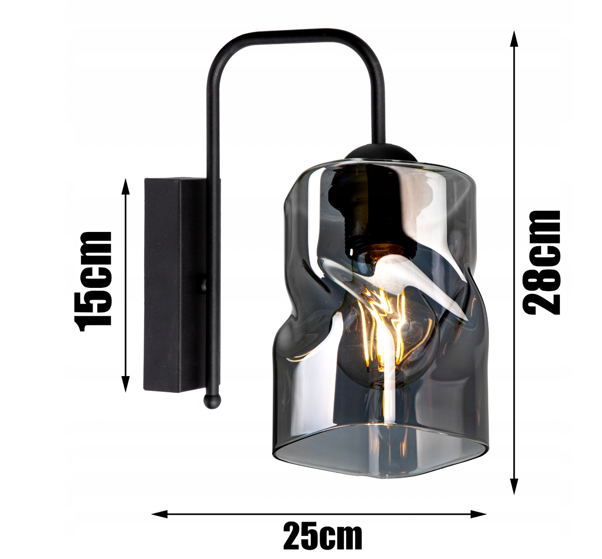 Wandleuchte Schwarz - Graphit / Transparent / Honig