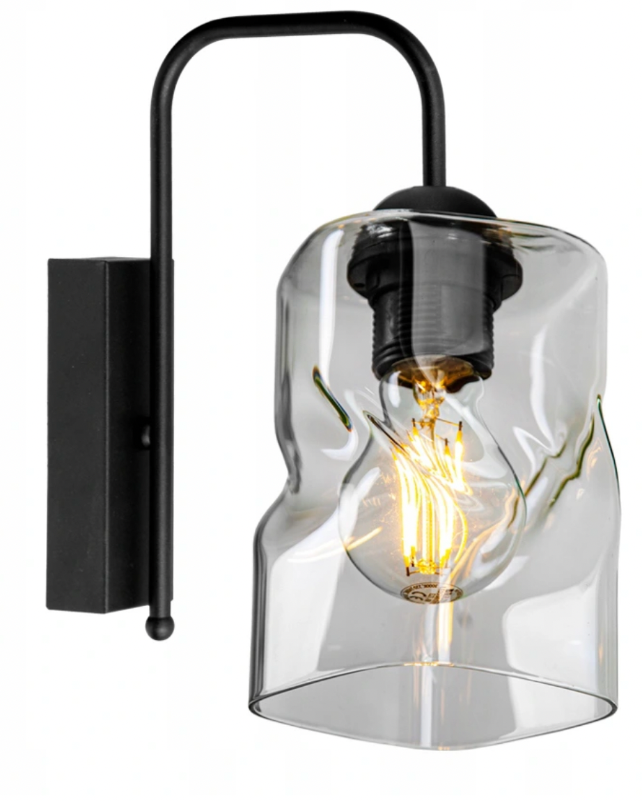 Wandleuchte Schwarz - Graphit / Transparent / Honig