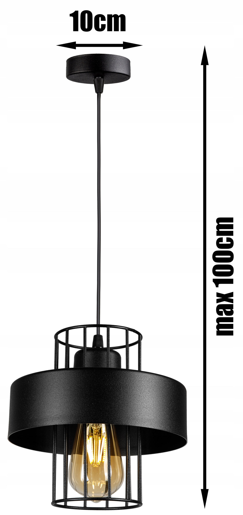 Hängende Deckenleuchte Pendelleuchte Schwarz Industrie E27 -2081-