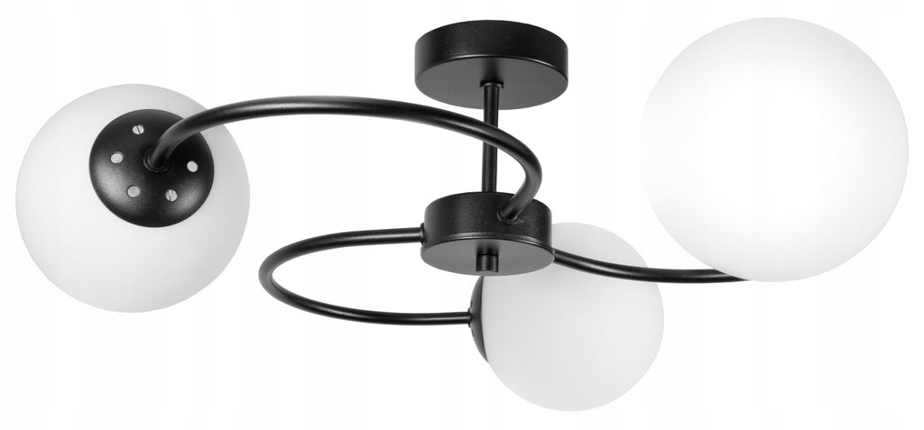 Moderne Schwarze Deckenleuchte Deckenlampe Loft 3xE27 mit Matten Weißen Schirmen