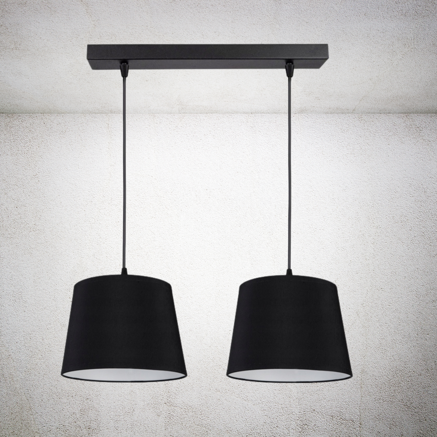 Moderne Pendelleuchte mit Zwei Schirmen - Elegantes Doppellicht für Jedes Interieur - Schwarz - Grau - Weiß - Pendellampe Lampe Deckenlampe