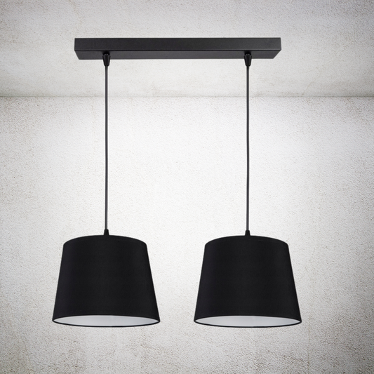 Moderne Pendelleuchte mit Zwei Schirmen - Elegantes Doppellicht für Jedes Interieur - Schwarz - Grau - Weiß - Pendellampe Lampe Deckenlampe