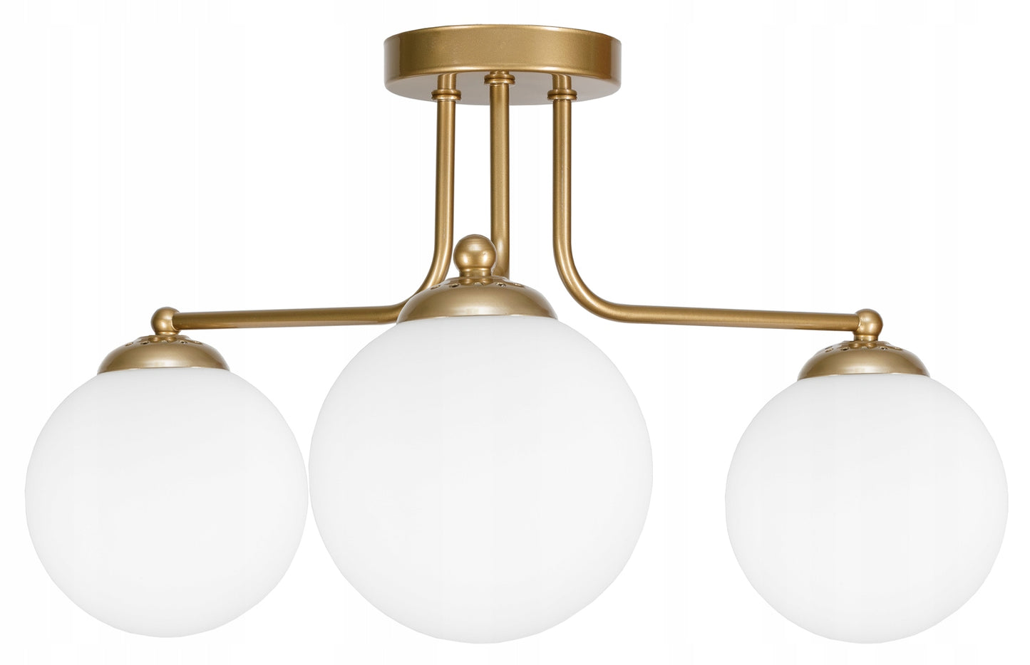 Stilvolle Deckenlampe im Loft-Design 3xE27 in Dunkelgold mit Matten Weißen Glaskugeln