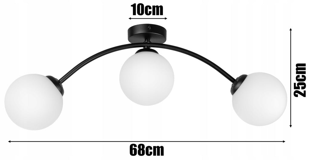 Moderne Deckenlampe, Schwarz - Weiß, im Loft-Stil mit 3xE27 Fassungen, 230V