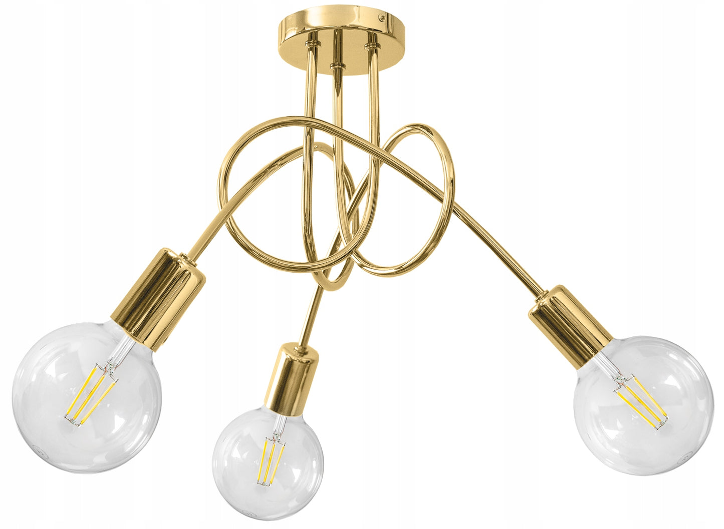 3-Flammig Elegante Goldene Loft-Lampe aus Metall für Stilvolles Ambiente