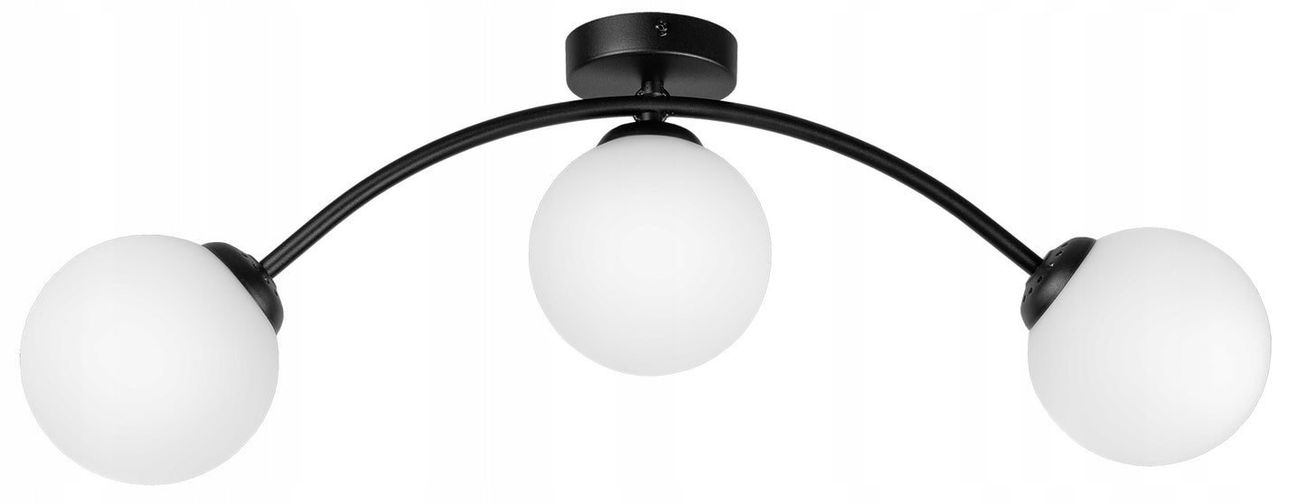 Moderne Deckenlampe, Schwarz - Weiß, im Loft-Stil mit 3xE27 Fassungen, 230V