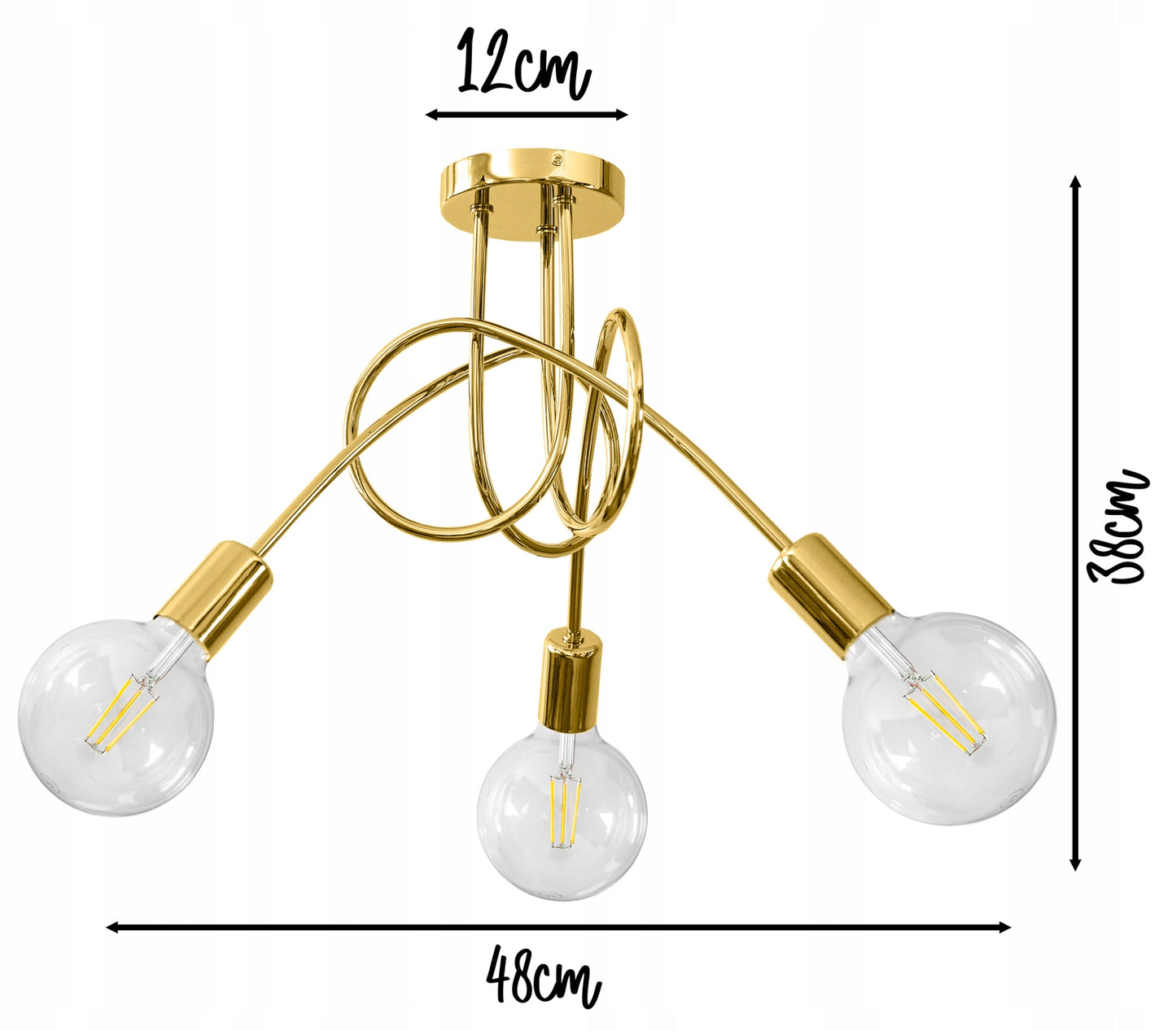 3-Flammig Elegante Goldene Loft-Lampe aus Metall für Stilvolles Ambiente