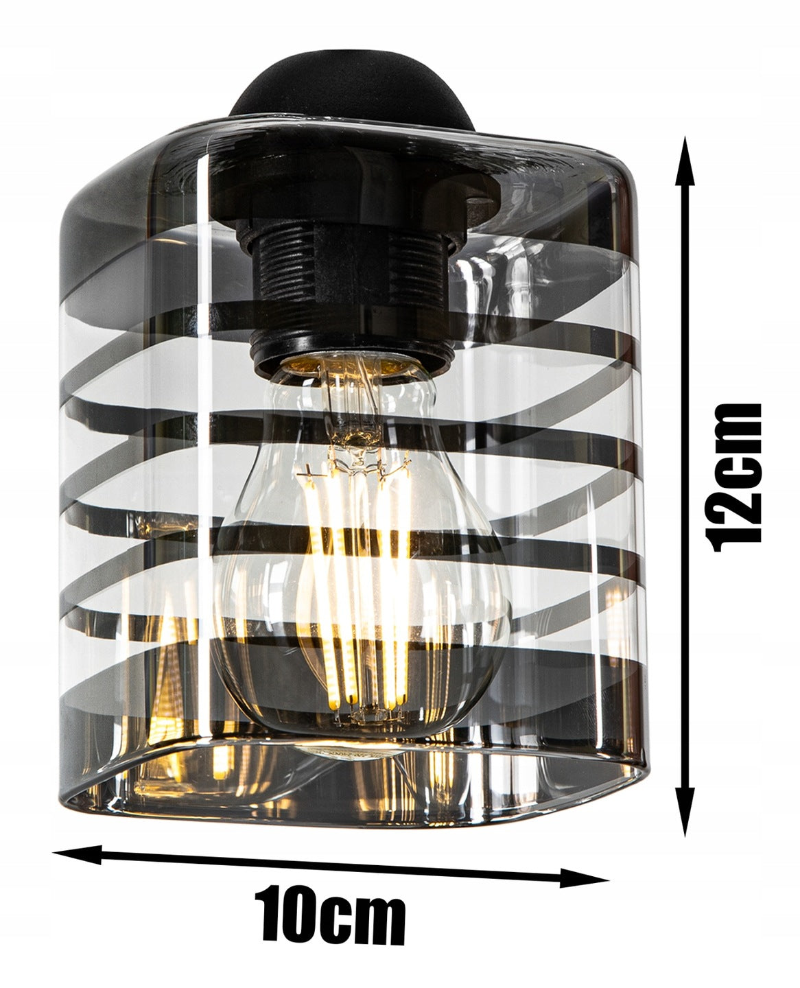 Deckenlampe Deckenleuchte Hängeleuchte mit Chrom-Glas-Schirm und E27 Fassung