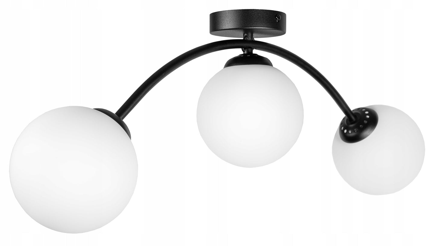 Moderne Deckenlampe, Schwarz - Weiß, im Loft-Stil mit 3xE27 Fassungen, 230V