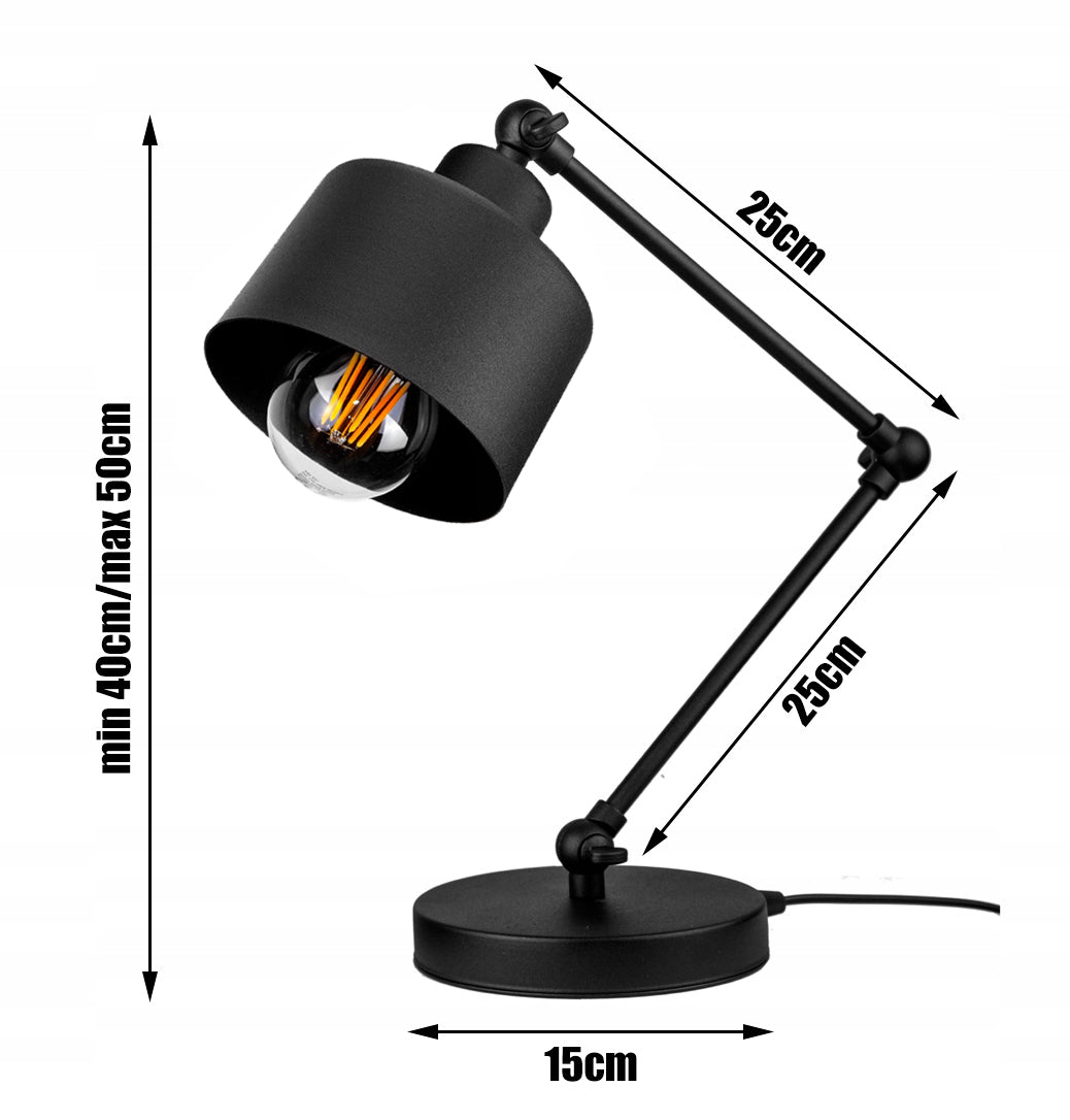 Design- Schreibtischlampe LOFT EDISON RETRO 1xE27, Schwarz oder Schwarz/Kupfer