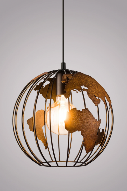 Rost Hängende Weltkugellampe, einstellbare Weltkarte Hängende Lampe Licht für Küche, Esszimmer, Wohnzimmer, Flur, Dekorative Nachtlampe