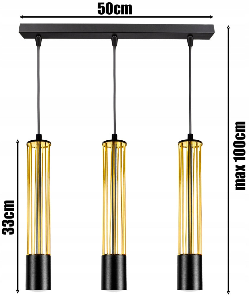 Pendelleuchte Hägenlampe Gold / Schwarz Draht-Lampe GU10 -2089-