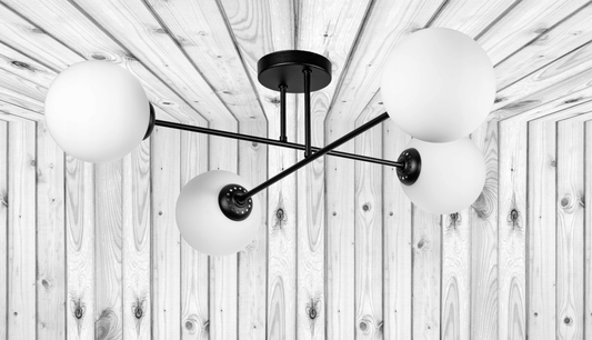 Deckenlampe Schwarz Weiß Kugel 4-Flammig