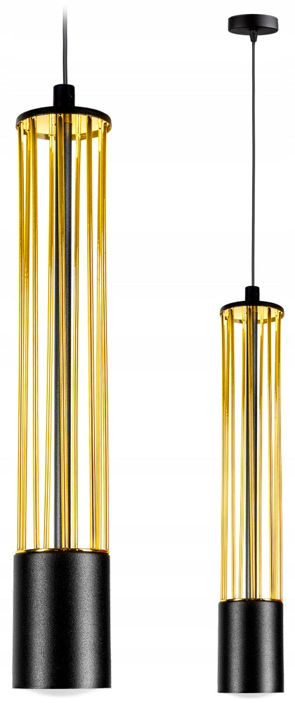 Pendelleuchte Hägenlampe Gold / Schwarz Draht-Lampe GU10 -2089-