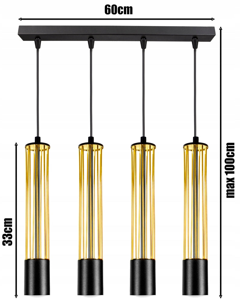 Pendelleuchte Hägenlampe Gold / Schwarz Draht-Lampe GU10 -2089-