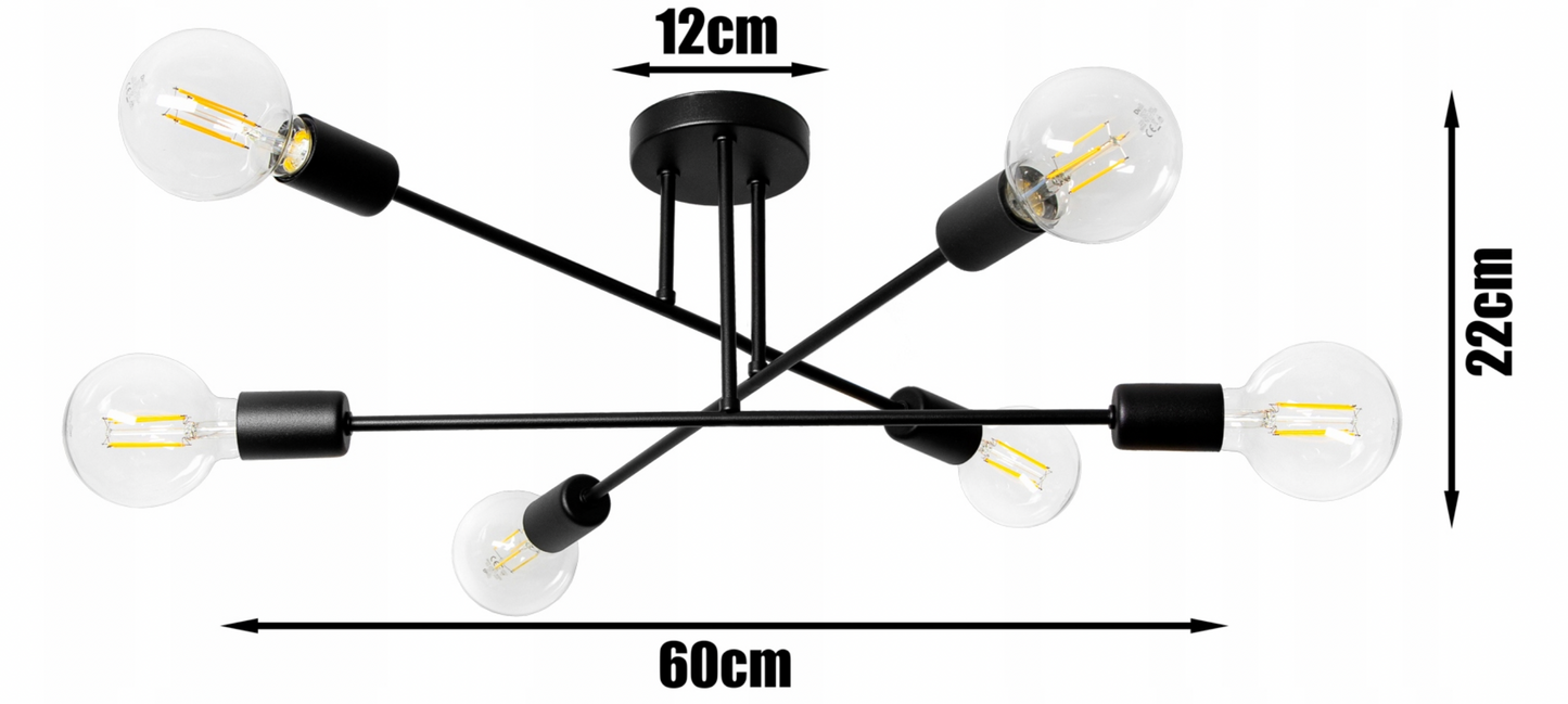 Deckenleuchte Schwarz 6-Flammig